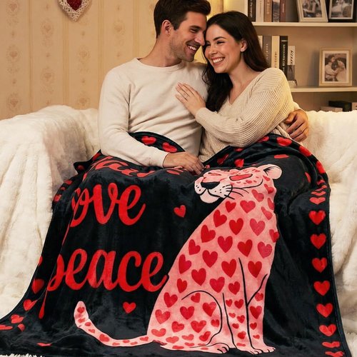 Fleece Throw Blanket for Couch - Pink Heart Soft Flannel Blanket for Bed, Cozy Lightweight Blanket, for Women, 50x60 Inches
