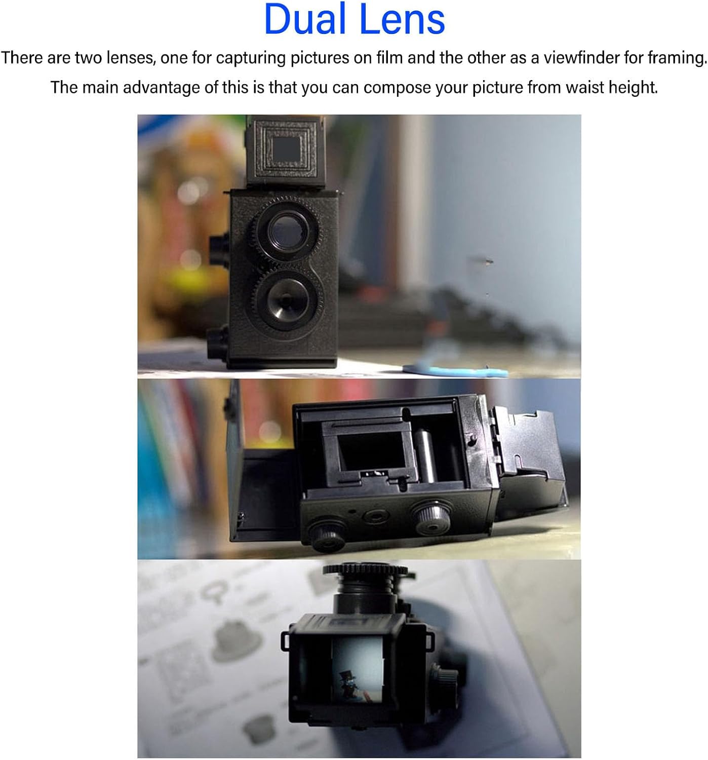 35mm Zerodis Dual Lens TLR Film Camera DIY Kit, Classic Retro Twin Lens Double Camera with Waist Level Viewfinder