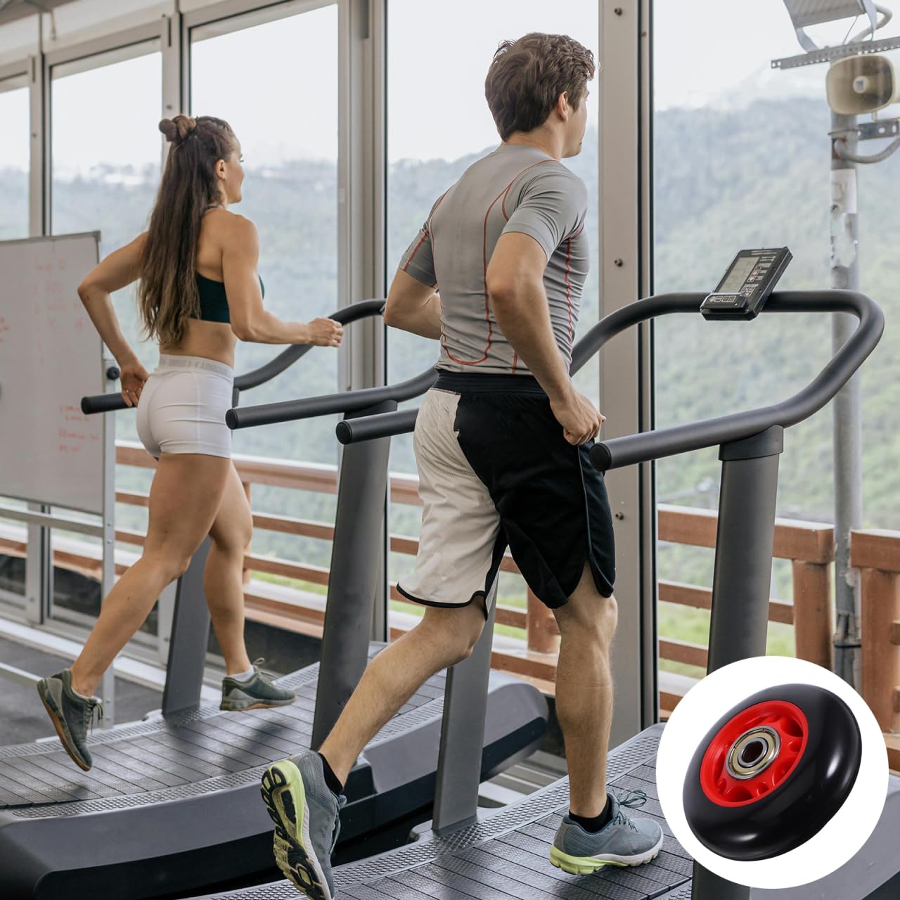 HONITANO 4Pcs Fitness Roller Wheels for Gym Equipment Plastic Pulley Replacement for Treadmills Stationary Bikes Smooth Swivel Exercise Rollers for Home Workout Machines