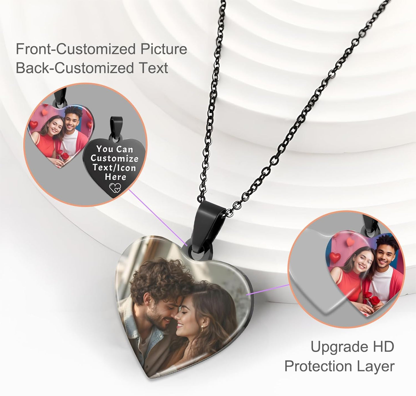 Skiennix Personalized Photo Necklace - Custom Engraved Jewelry for Men & Women | Memorial Gift