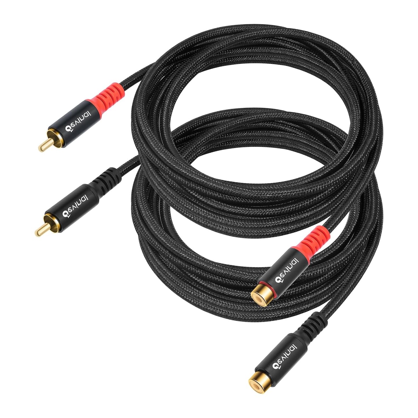 20ft/6m Devinal RCA Female to Male Extension Cable - Premium Audio Extender Cord for High Sound Quality & Durability