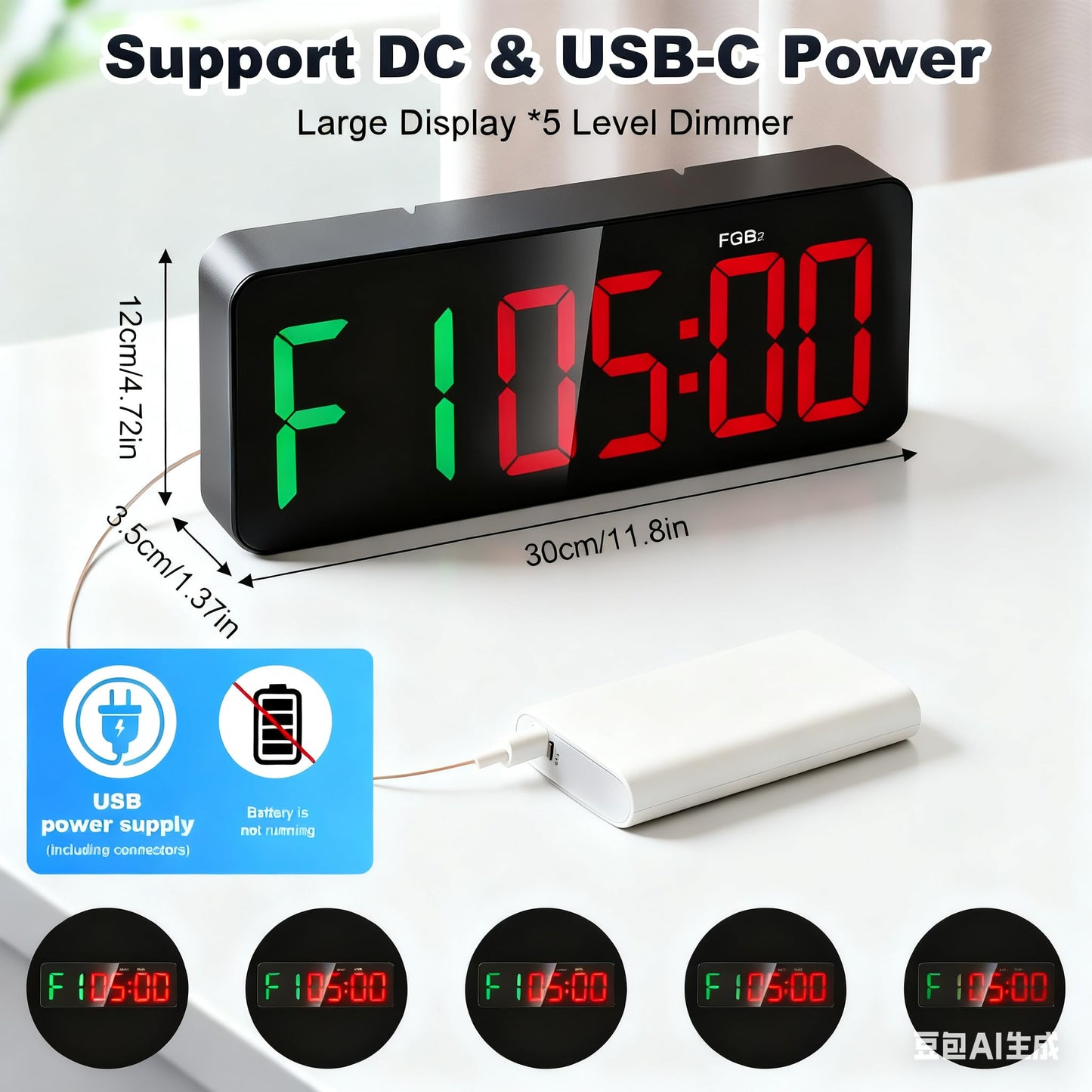 Samshow Gym Timer - Large Digital Gym Interval Workout for Fitness Enthusiast | 6 Display Modes Gym Timer Clock for Home Gym Garage Living Room Classroom Office
