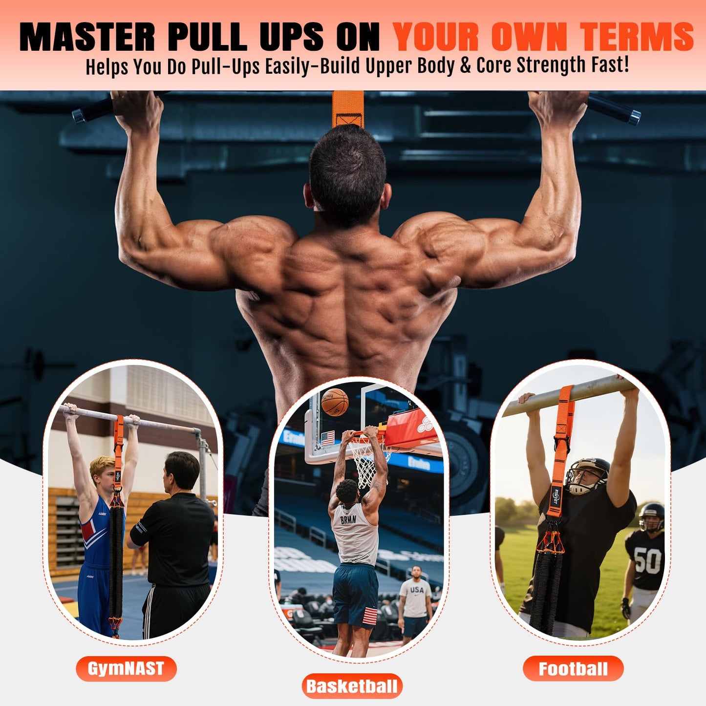 NTIUYOT Pull Up Bands, Heavy Duty Resistance Bands with Handle, Workout Bands for Pull Up Bar, Pullup Assist Band Set for Exercise, Full Body Workout, Home Gym for Enhanced Strength, Muscle Training