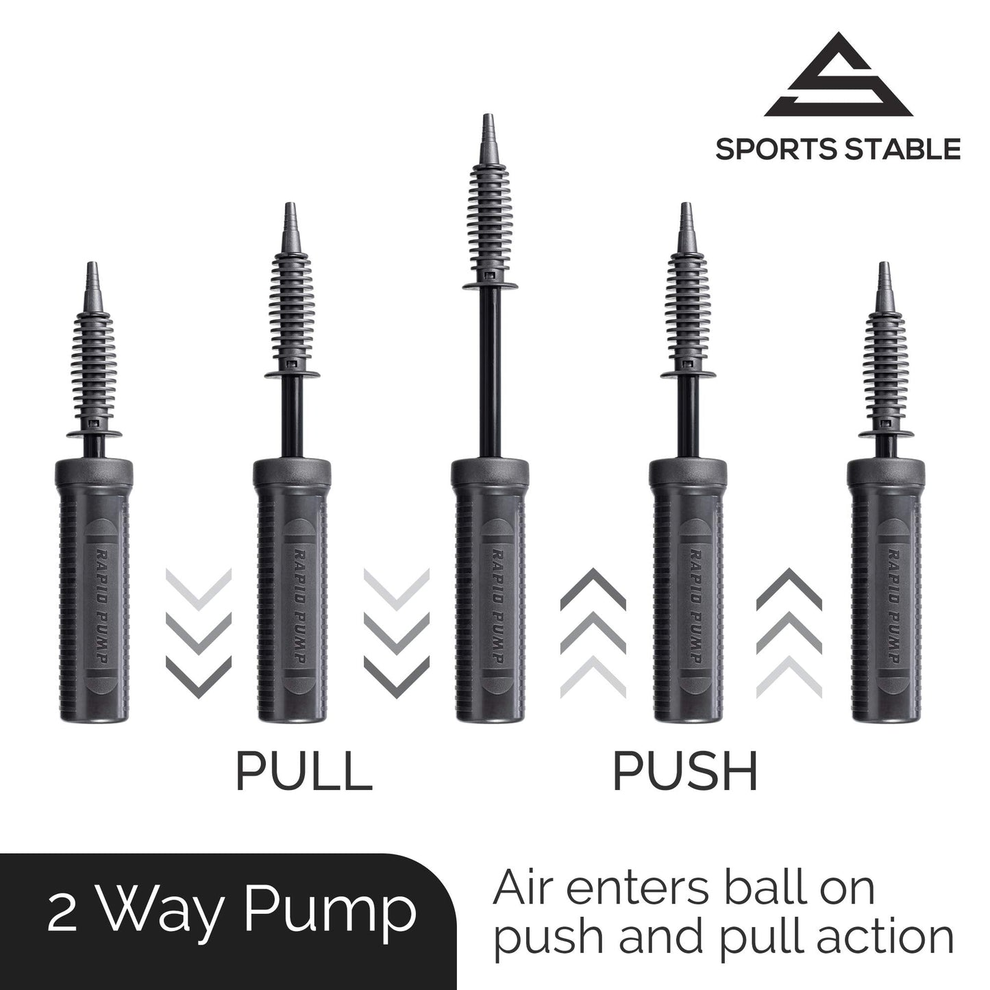 Sports Stable Dual Action Exercise Ball Pump – Inflates on Push & Pull – Manual Air Pump for Yoga, Swiss & Stability Balls, Pool Inflatables & Party Balloons