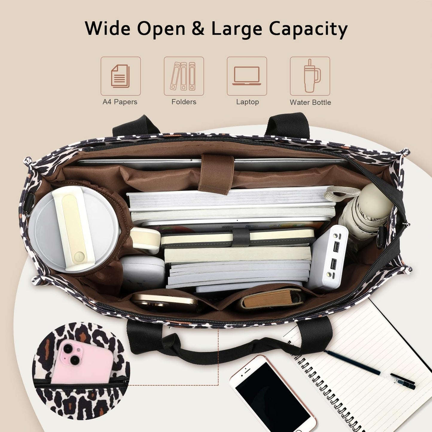 15.6 inch Laptop Tote Bag for Women Work Canvas Shoulder Bags Computer Messenger Purse Teacher Handbag Office Briefcase