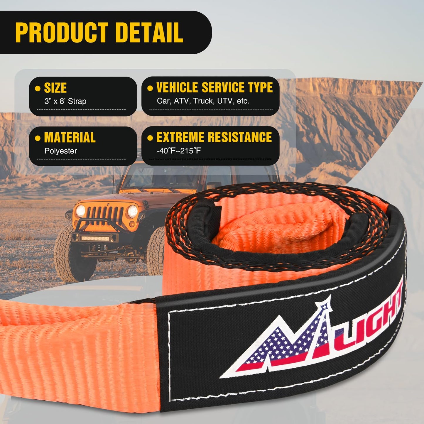 Nilight Offroad Recovery Kit 3" x 8' Tow Strap with Winch Snatch Block Pulley and 2Pcs 3/4" Anti-Theft D-Ring Shackles Storage Bag Heavy Duty Tow Rope for Car Truck SUV ATV (MBS 31500LBS)