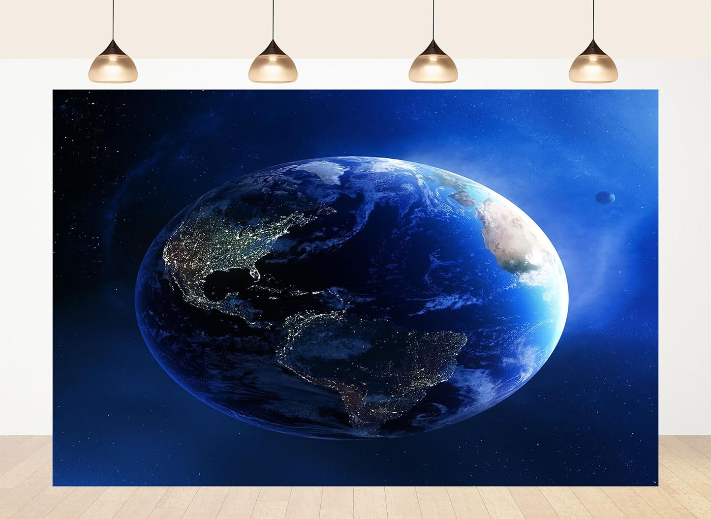 LidyMini 10x8ft Fabric Earth from Space Backdrop Planet Globe Night Light Background Science Themed Party Decorations