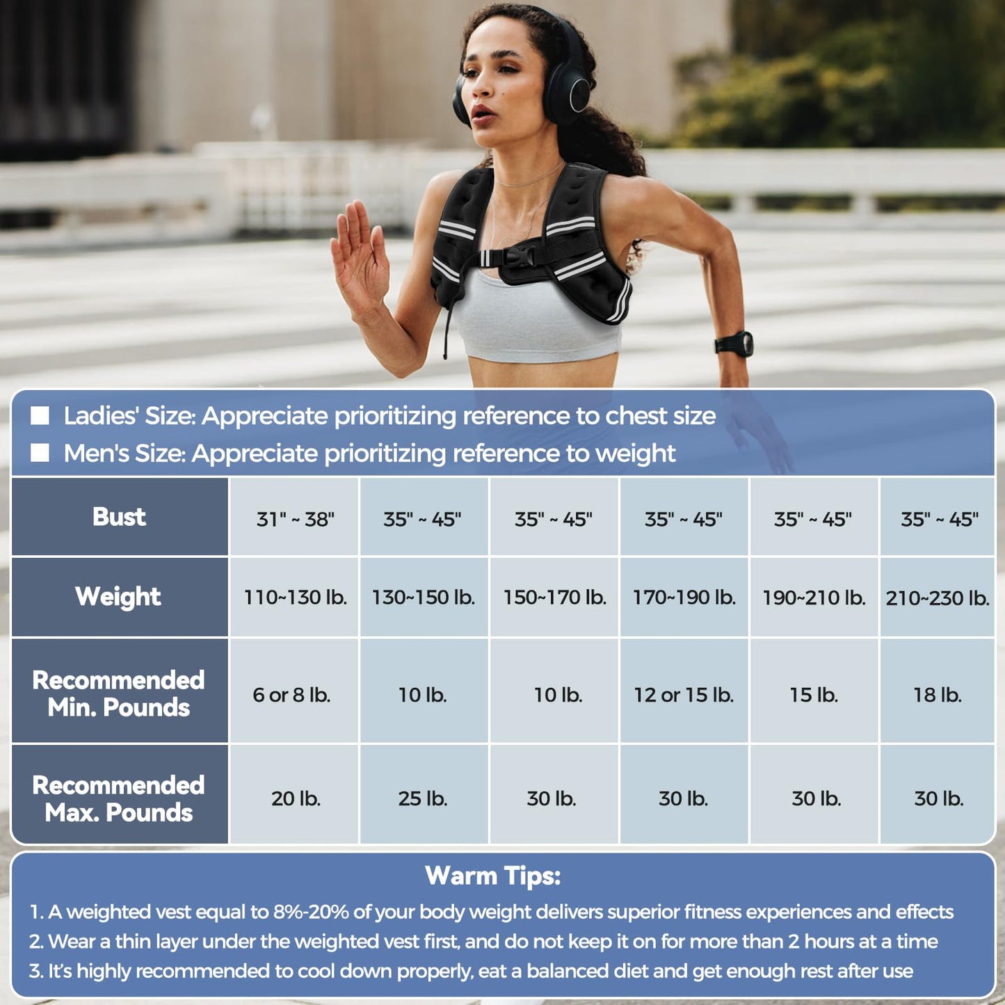 Zeerun Weighted Vest for Women & Men with Reflective Stripe and Adjustable Buckle, Comfortable & Durable Rucking Vest for Walking, Running & Strength Training, 10LBS-Black
