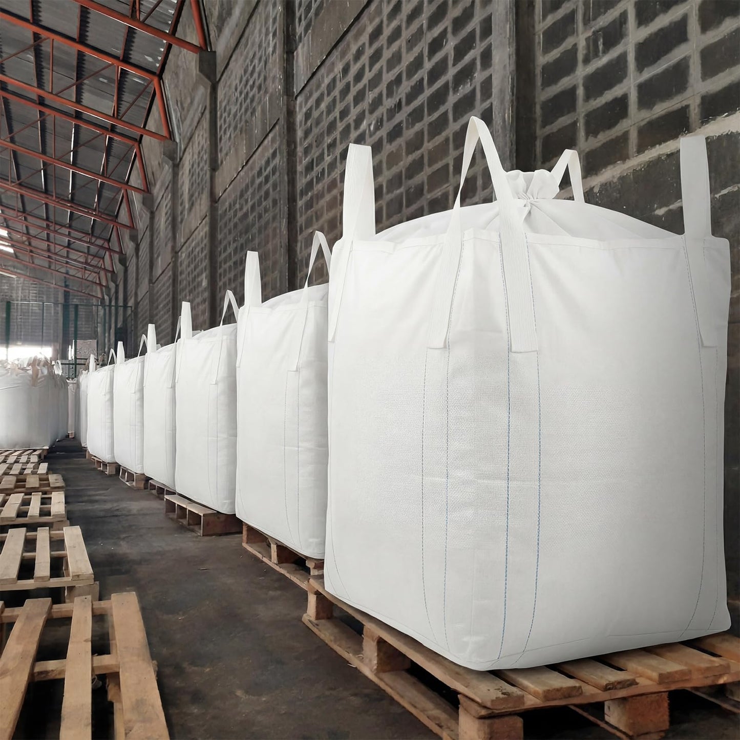 Aliceset 2 Pcs FIBC Sack Bag Bulk 1.5 Ton Bag 3300lbs SWL 35"L x 35"W x 43"H Heavy Duty Large Sand Sacks with Duffle Bottom Handle Polypropylene for Industrial Agriculture Transport Construction