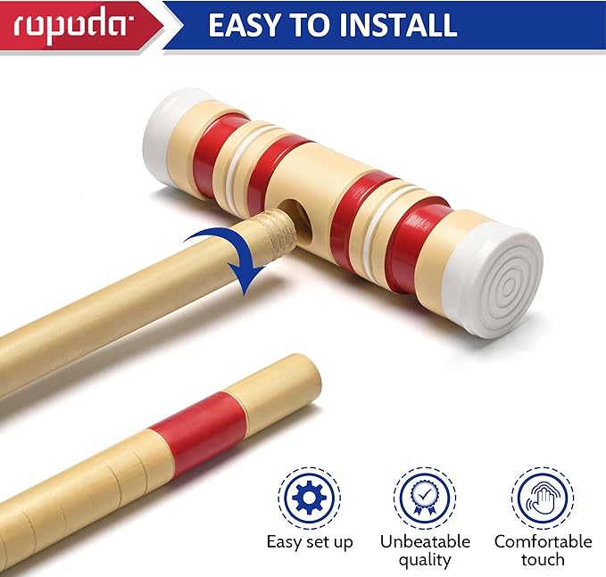 ropoda 35In Updated Six-Player Croquet Set with Wooden Mallets, Colored Balls, Sturdy Carrying Bag for Adults &Kids, Croquet Set Perfect for Lawn,Backyard,Park and More