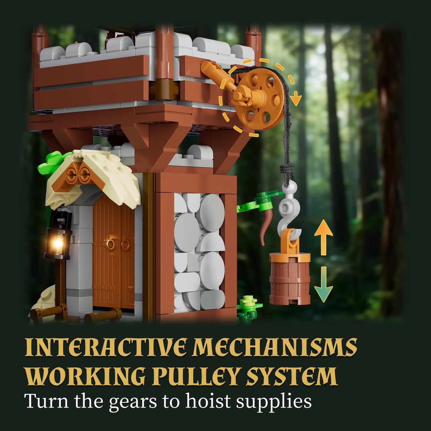 Lumibricks Medieval-Forest-Outpost Lighting Building-Blocks Set - 1419 Pcs Middle Ages Architecture Model Kit for Adults, Home Decor and Creative Display Gift