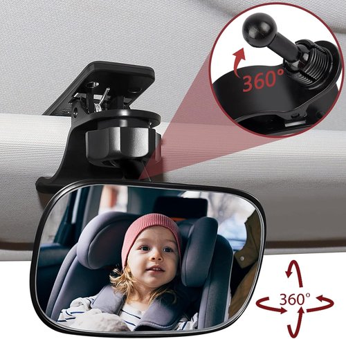 Mluchee Baby Car Mirror - 360° Adjustable Wide Angle Infant Rearview Mirror for Back Seat