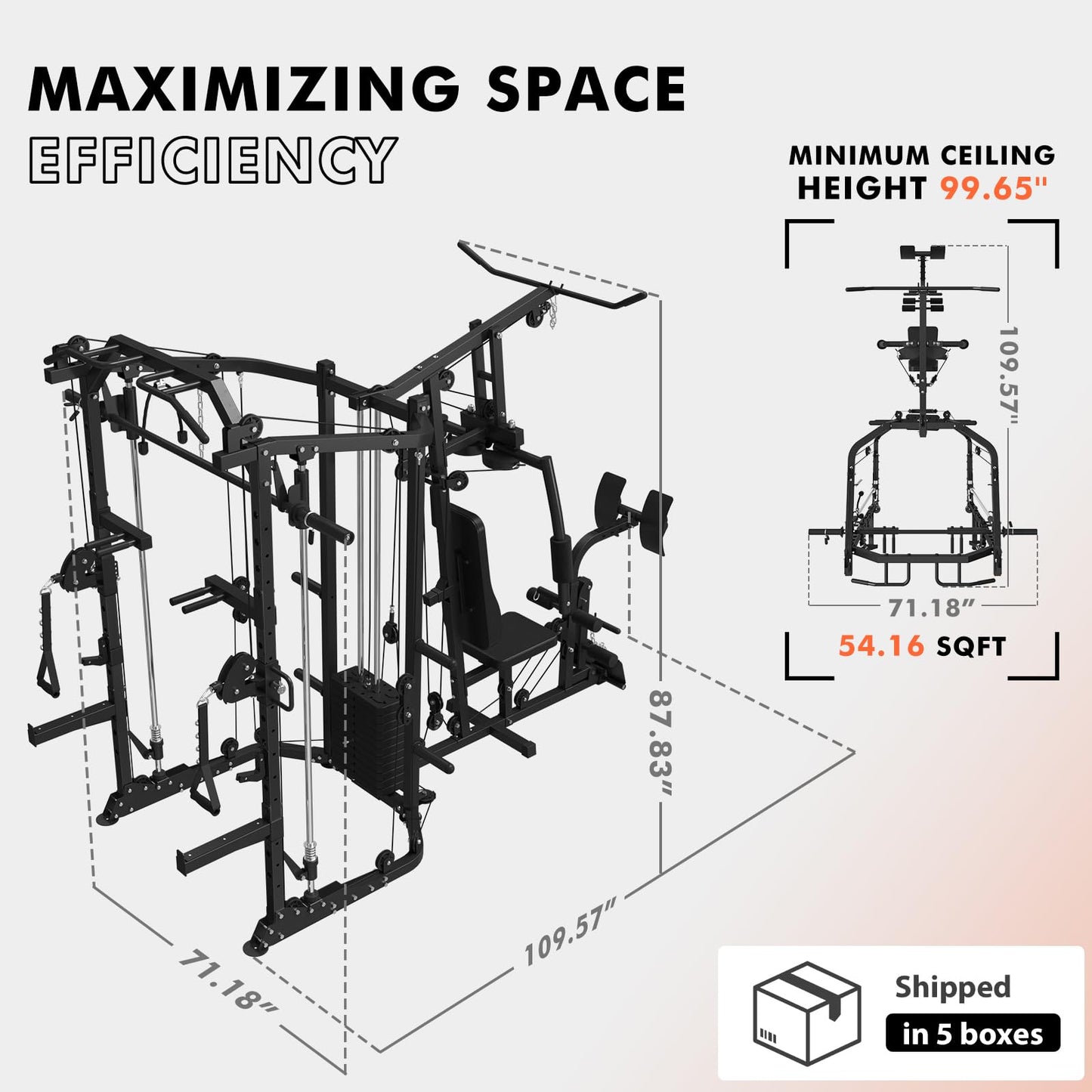 GMWD Dual-Station Smith Machine Power Cage, All-in-One Home Gym Workout Station with 121LB Weight Stacks & Cable Crossover, Professional Functional Trainer for Couples & Family Strength Training