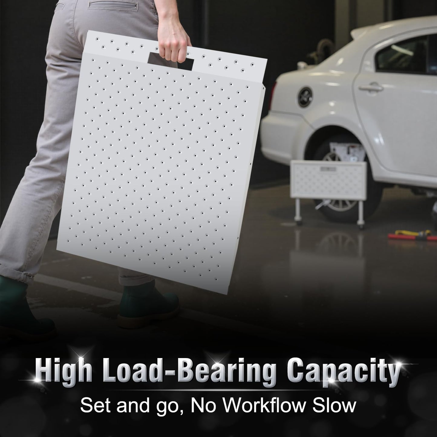 TOCRETOARE Shed Ramp, Heavy-Duty Loading Ramps for Lawn Mower, 29" L x 24" W Curb Ramp with Anti-Slip Punch Plate, 1500 lbs Capacity (29" L x 48" W)