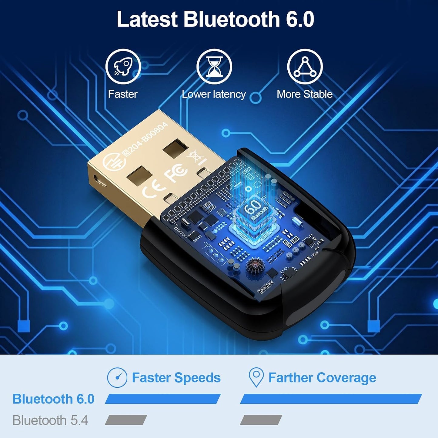 ANDHOT 6.0 11/10/8.1/7 USB Bluetooth Adapter for PC, Plug and Play EDR&BLE Bluetooth Adapter Blue Tooth Dongle Receiver