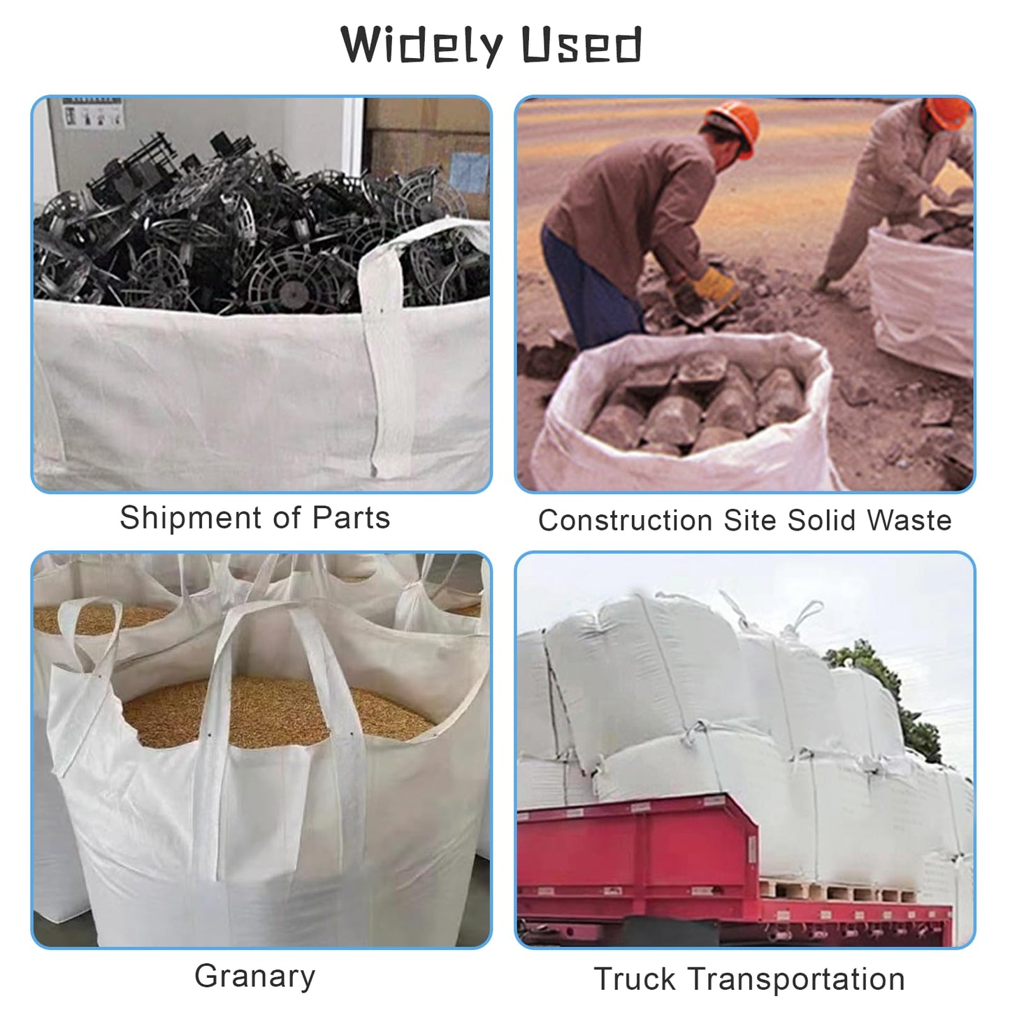 FIBC Bulk Bag Bag 3500lbs 10 Pack 35"L x 35"W x 43"H,1.6 Ton Woven Polypropylene Sacks Flat Bottom Heavy Duty Bulk Bag for Industry Agriculture (10)