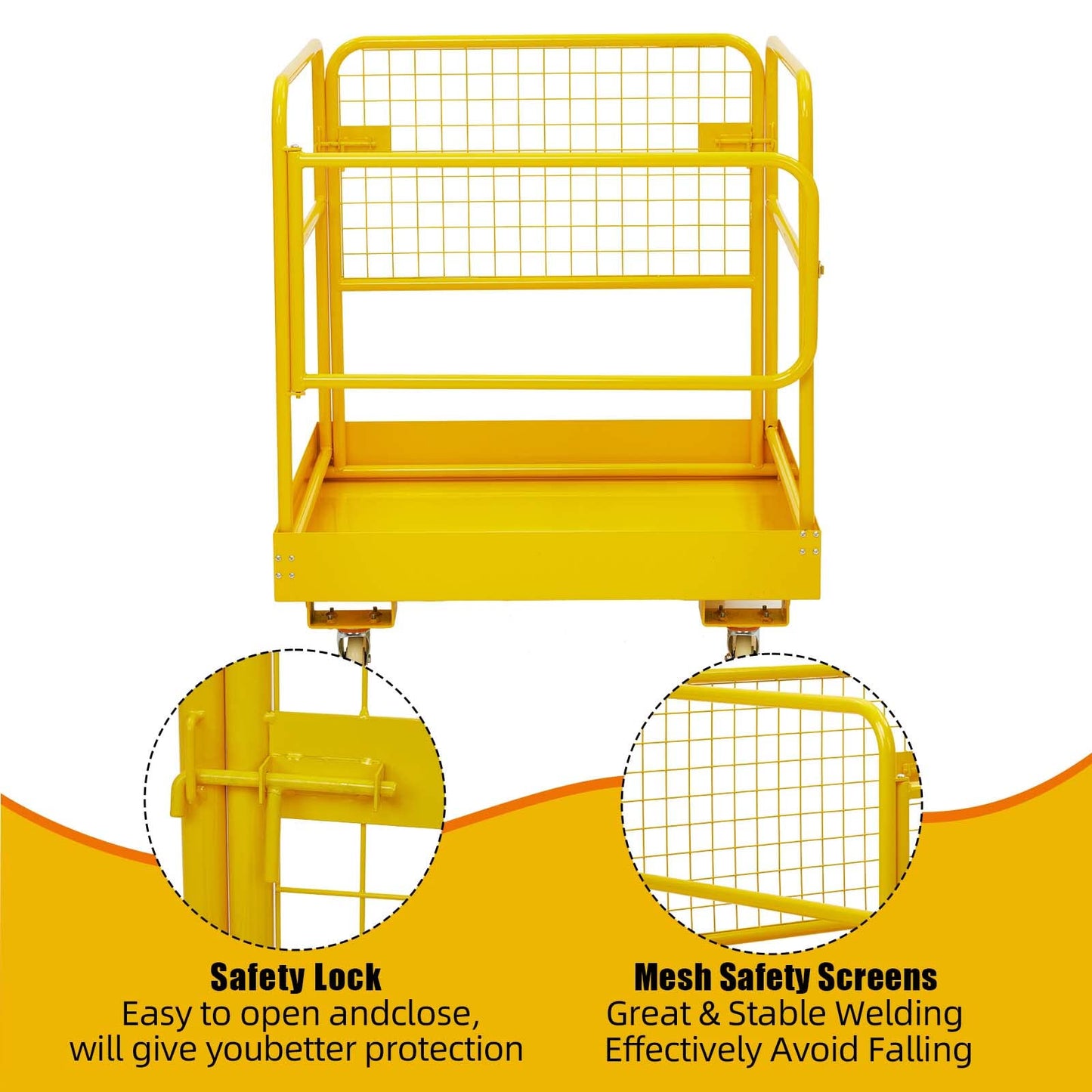 Towallmark Forklift Safety Cage, 36"x36" inch Heavy Duty Collapsible Forklift Work Platform,1200LBS Capacity with 4 Universal Wheels, for Most Aerial Jobs