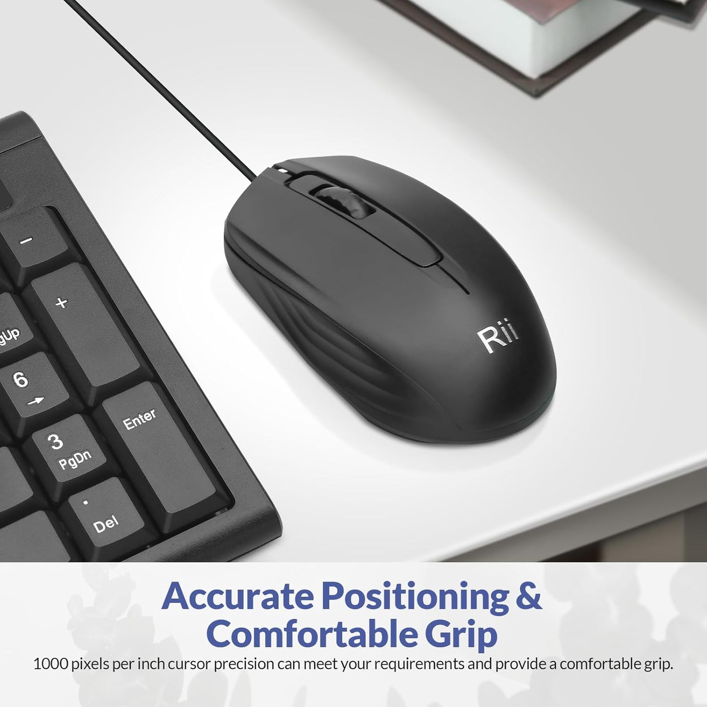 Rii RK907 10/8 7 Wired Keyboard and Mouse Combo, USB Ultra-Slim Compact USB Wired Keyboard and Mouse Combo for Mac