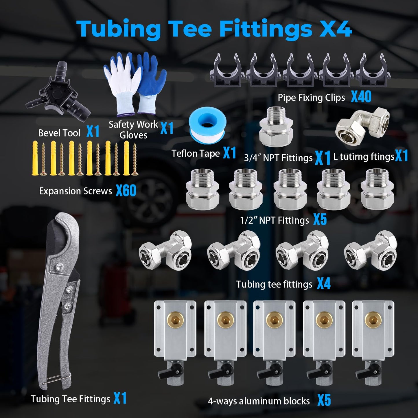 Shop Air Line Kit 3/4"100'&200'&300' HDPE-Aluminum-HDPE Air Tubing Kit for Compressor Accessories, Leak-Proof & Easy to Install Piping System for Garage