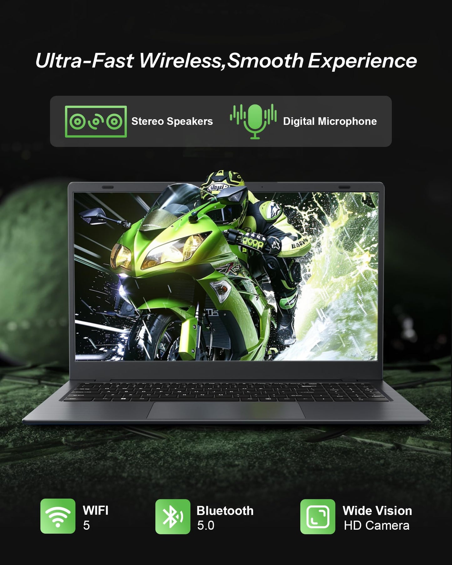 Zrasu 15.6 Inch Laptop with Pentium Gold 6500Y(Up to 3.4GHz), 8GB RAM 128GB SSD,1080P Full HD, USB-C,WiFi 5,BT5.0,Gray Computer Laptops for School, Business