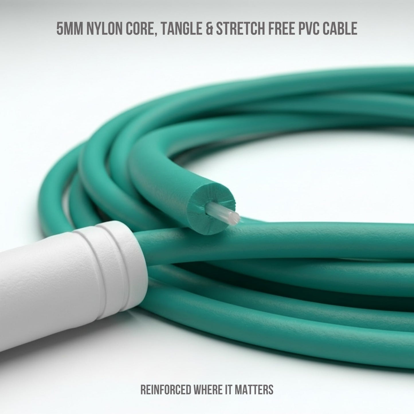Elevate Rope Professional Speed Rope - 3m Adjustable Skipping rope, 5mm PVC with Nylon Core for Cardio, Double Unders & Crossfit - Durable Jump Rope Used for Indoor/Outdoor Training. (Turquoise)