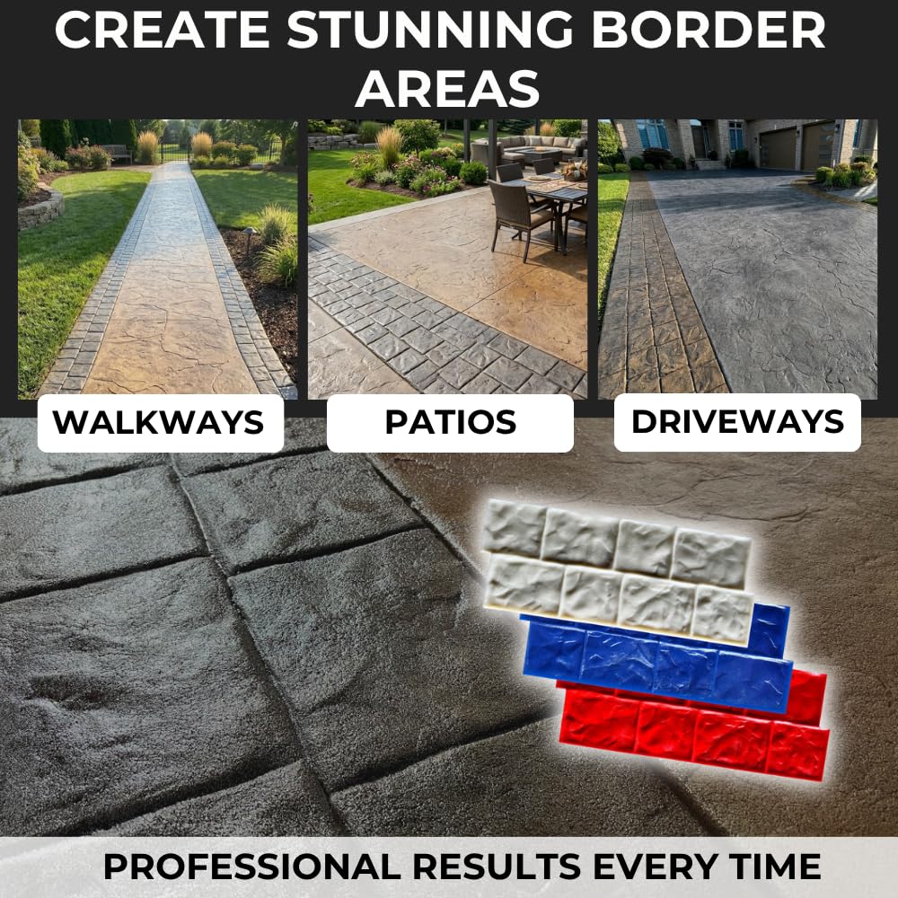 Old London Border Cobblestone Concrete Stamps Set of 3 | Made in USA | 31"x 12" | Durable Rigid & Flexible Mats for Driveways, Walkways and Patios – SM 7110/S-3
