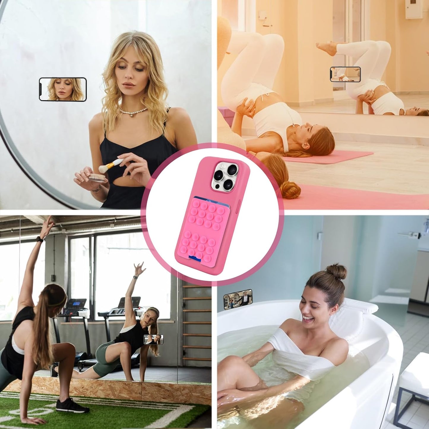 2 PCS Silicone Suction Cup Phone Case Card Holder - Hands-Free, Sturdy Grip Holder, Suitable for Storing Bus Passes, ID