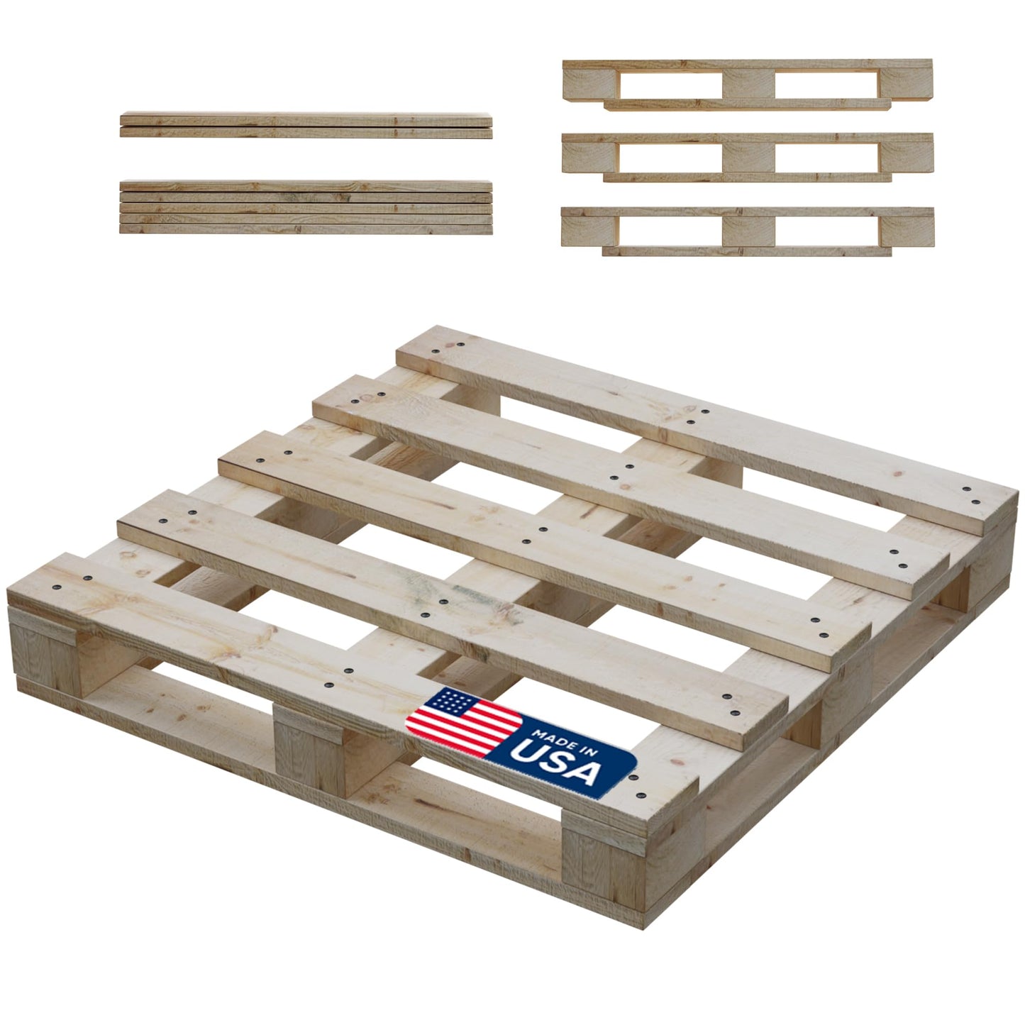 Treaton, 48x48x5 Wooden Pallet Kit, Heavy-Duty Industrial Grade Pinewood, Unassembled Flat-Pack, Stackable & Reusable, Lightweight Floor Pallet, Warehouse, Supermarket & Indoor Storage, 2 Pcs