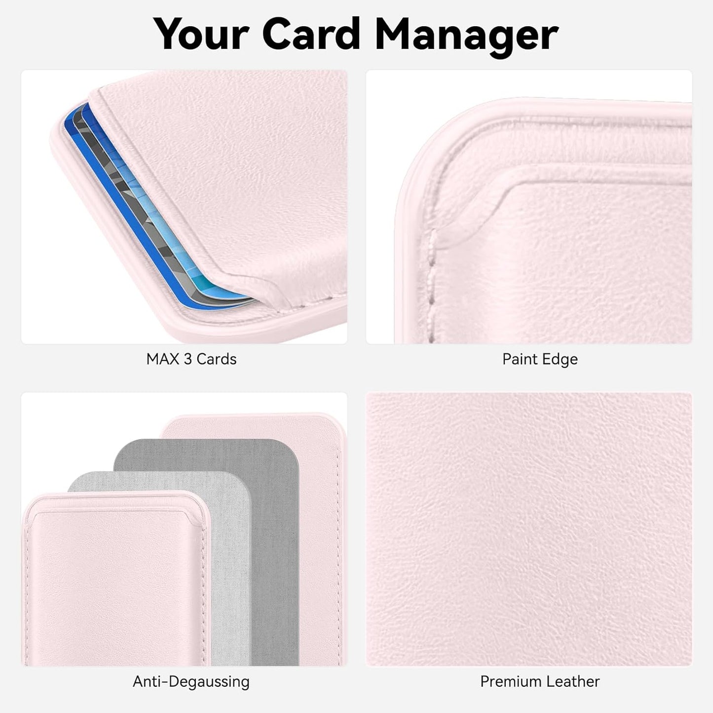 12/13/14/15/16/17 Magnetic Wallet Cell Phone Card Holder for Phone Case, Stronger Magnetic RFID Leather Phone Wallet