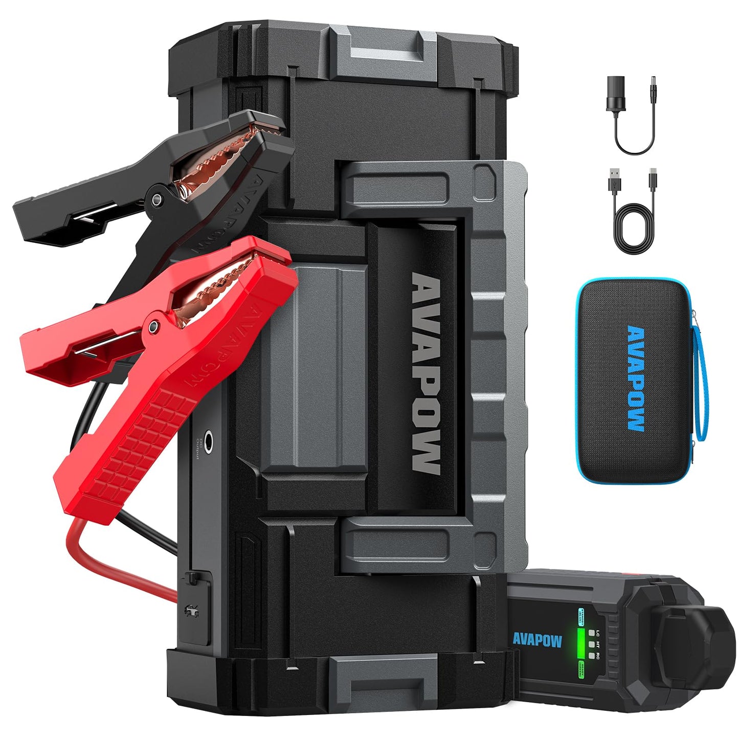 AVAPOW 6000A Car Battery Jump Starter Portable (12V DC Output for All Gas or up to 12L Diesel), Jump Box for Car Battery with USB3.0 Power Bank, Jump Pack with SOS Bright Light