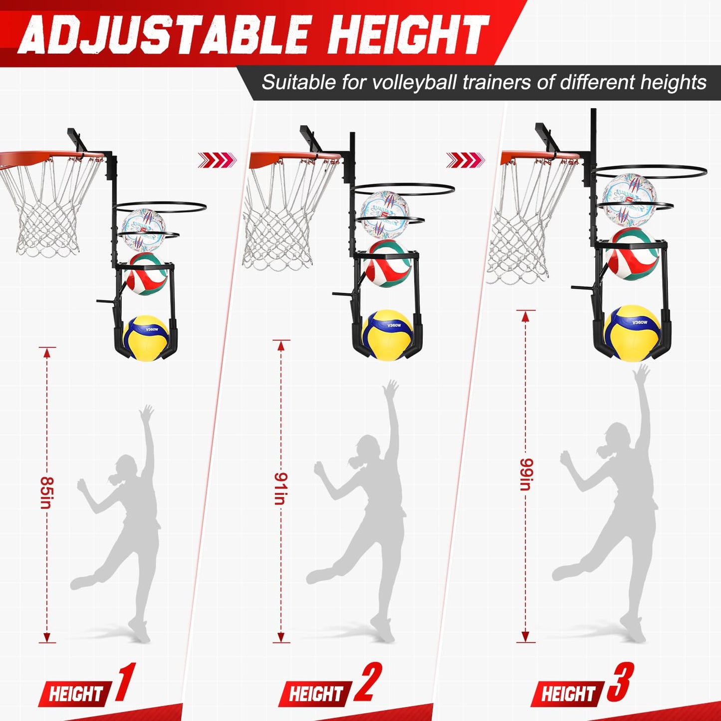 HVDI Automatic Volleyball Spike & Serving Trainer, Height Adjustable Volleyball Setter Training Equipment Hitting Trainer Holder, Indoor & Outdoor Volleyball Training Aid for Solo/Team Practice