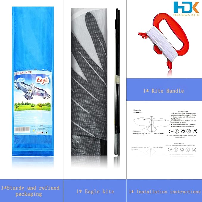 HENGDA KITE-Strong Eagles!Huge Beginner Eagle Kites for Kids and Adults.74-Inch