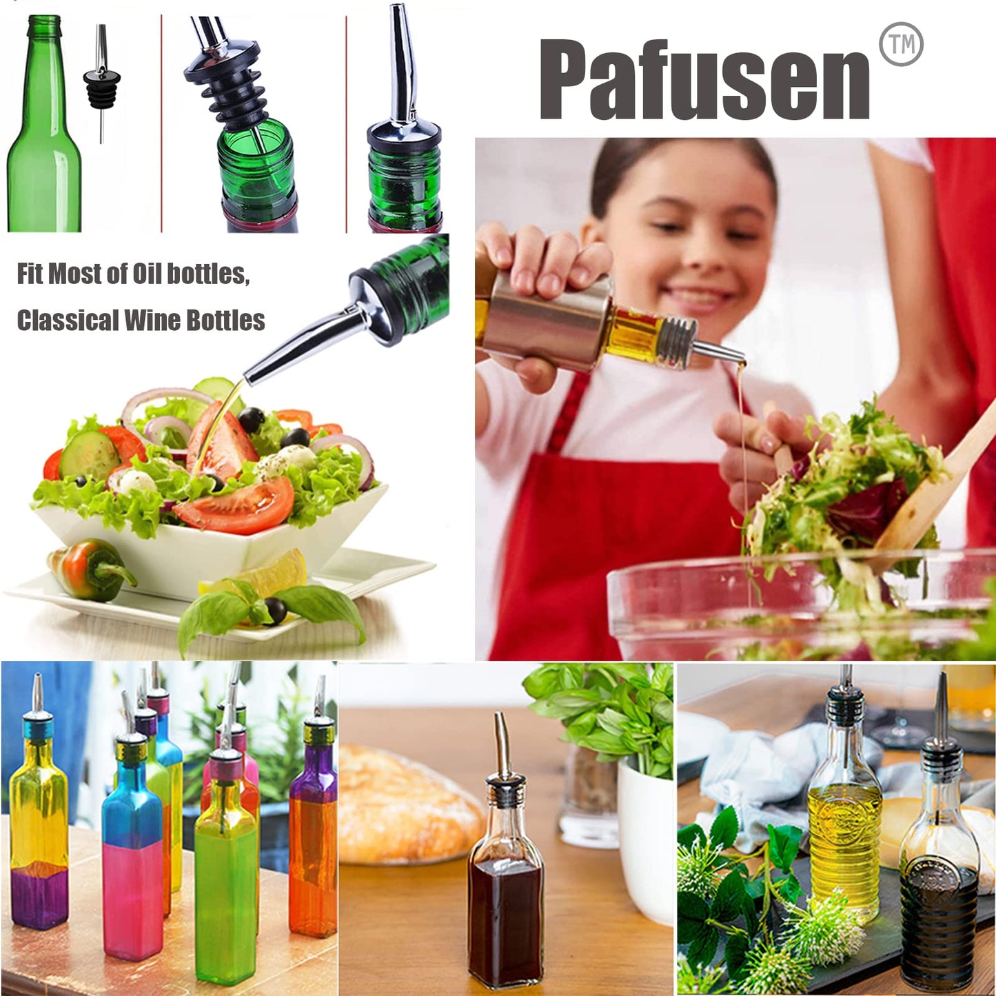 Pafusen 24 Pack Stainless Steel Speed Pourers Spouts with Tapered, Liquor Pourers with Rubber Cap, Hygienic, Dishwasher Safe, Fits most Classic Bottle's Lip up to 3/4"