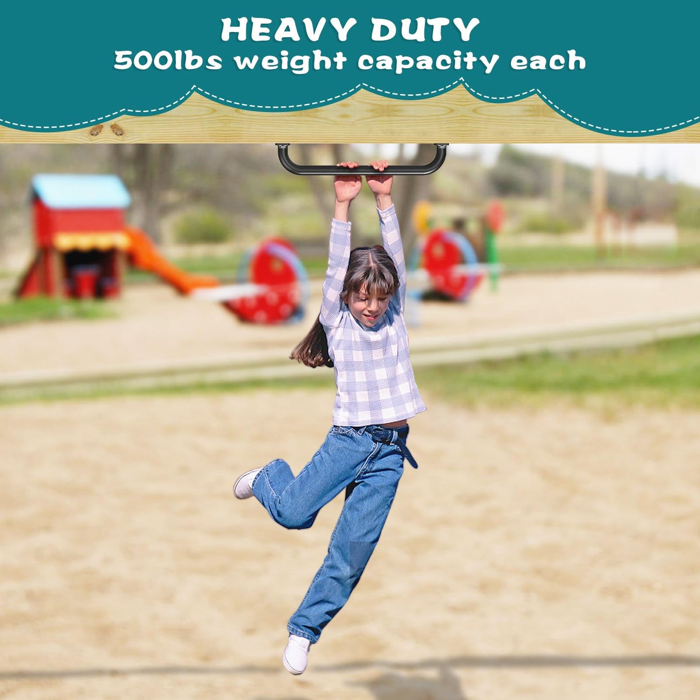 SELEWARE 17 Inch Metal Playground Handles, Heavy Duty Monkey Bars Handles, Playset Safety Handles, Indoor/Outdoor Grab Bars for Playground, Jungle Gym, Climbing Frame, Treehouse (6 Pack, Black)