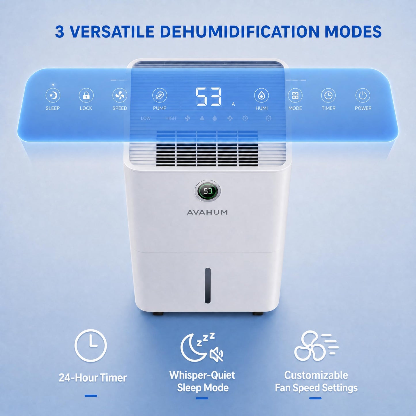150 Pint Dehumidifier for Basement with Pump,Commercial Dehumidifier with Drain Hose for Home,Industrial and Large Rooms up to 7000 Sq.Ft Quiet, 2.1 Gal Tank, 3 Modes & 2 Fan Speeds