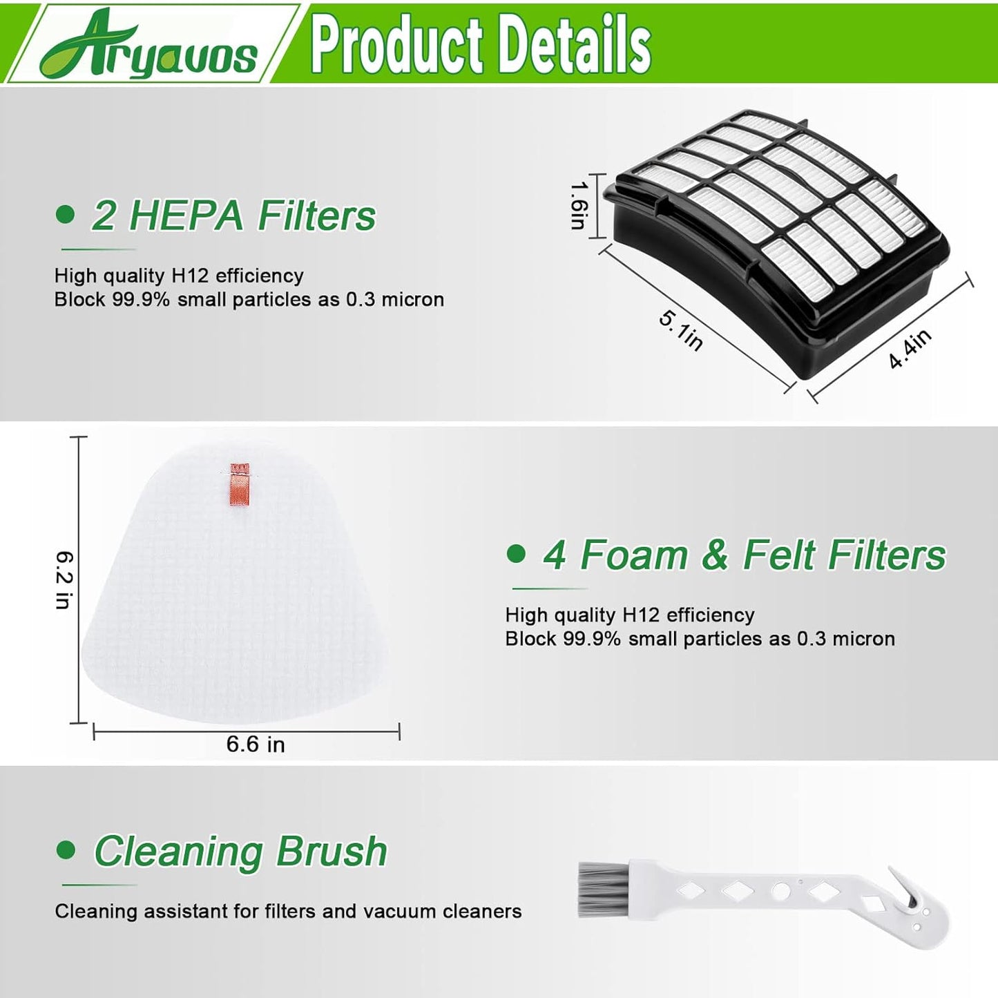 Shark Navigator Lift-Away Vacuum Filters - 2 HEPA + 4 Foam & Felt Replacement Set | Compatible with NV350 Series
