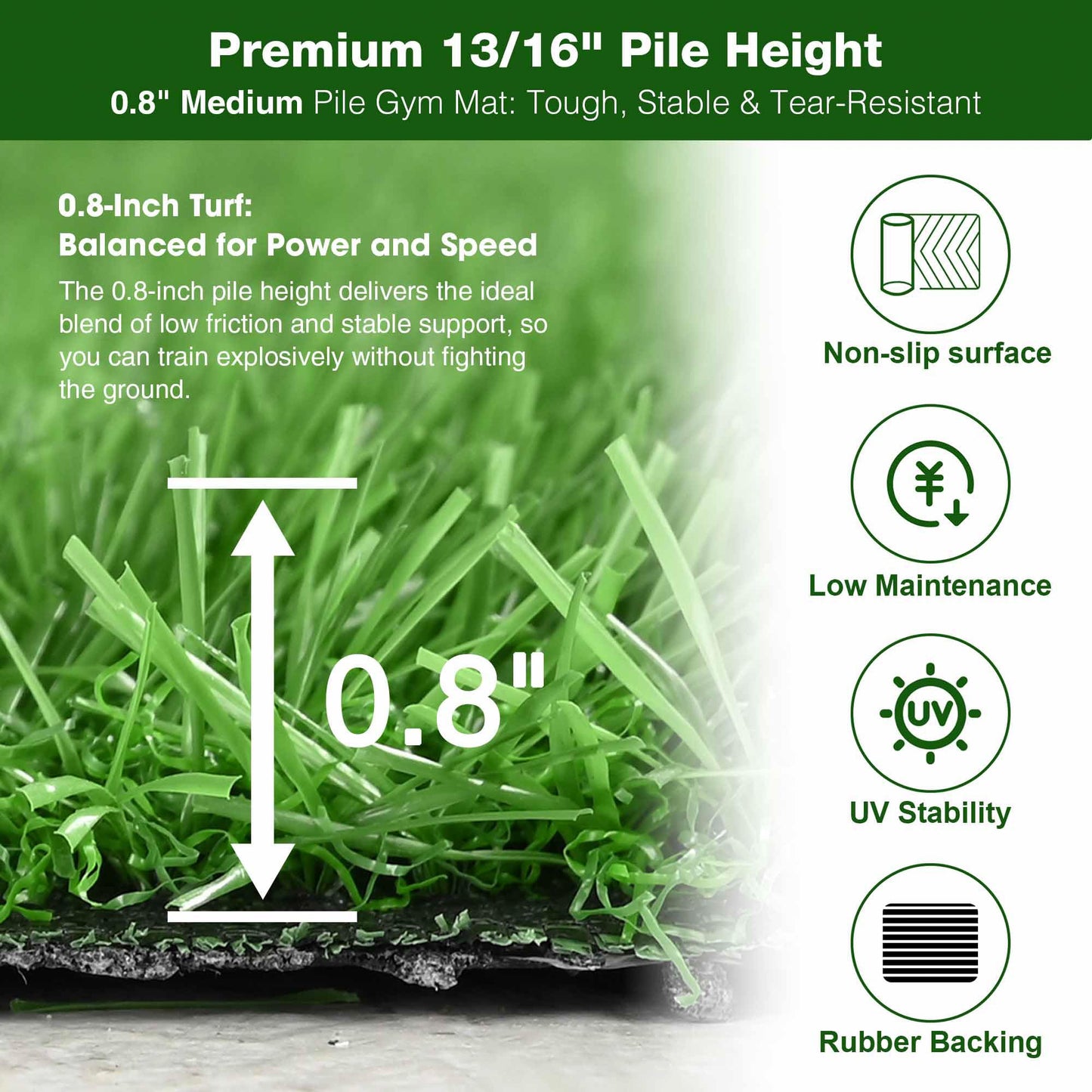 Yescom 200 Sq.Ft Gym Turf for Sled 0.8" H Artificial Grass Rug Exercise Mat Outdoor Indoor Weight Sled Push Pull Sport Training Flooring, 50'x4'