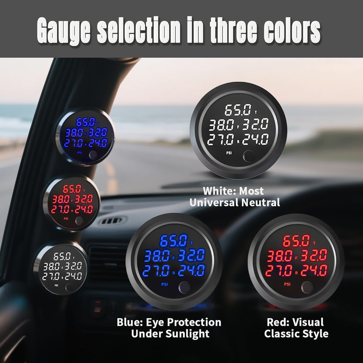 CNWZYMX 12V Air Management Featuring 8-Valve Air Ride Suspension Manifold, Simplify Control Panel and Ship Type Switch and Five-Way Red Display Air Pressure Gauges