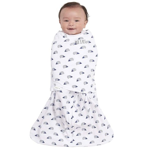 HALO Sleepsack Swaddle - 100% Cotton 3-Way Adjustable Wearable Blanket, Navy Hedgehog, Small (3-6 Months)