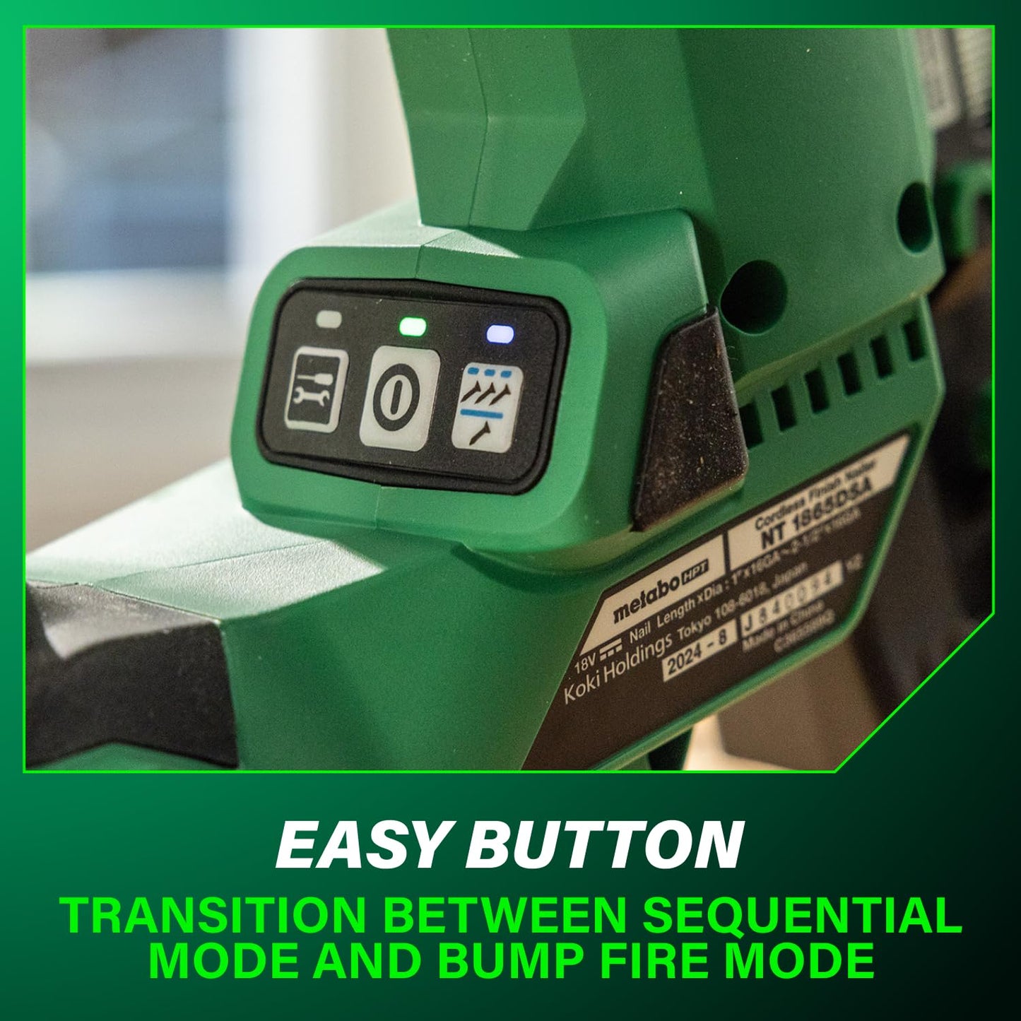 Metabo HPT 18V MultiVolt Brushless Pro 16-GA Straight Finish Nailer Kit, 16 Gauge Finish Nailer, Power Tool with 2.0Ah Lithium Ion Battery, 1" to 2-1/2" Nails, Powerful Brushless Motor, NT1865DSA