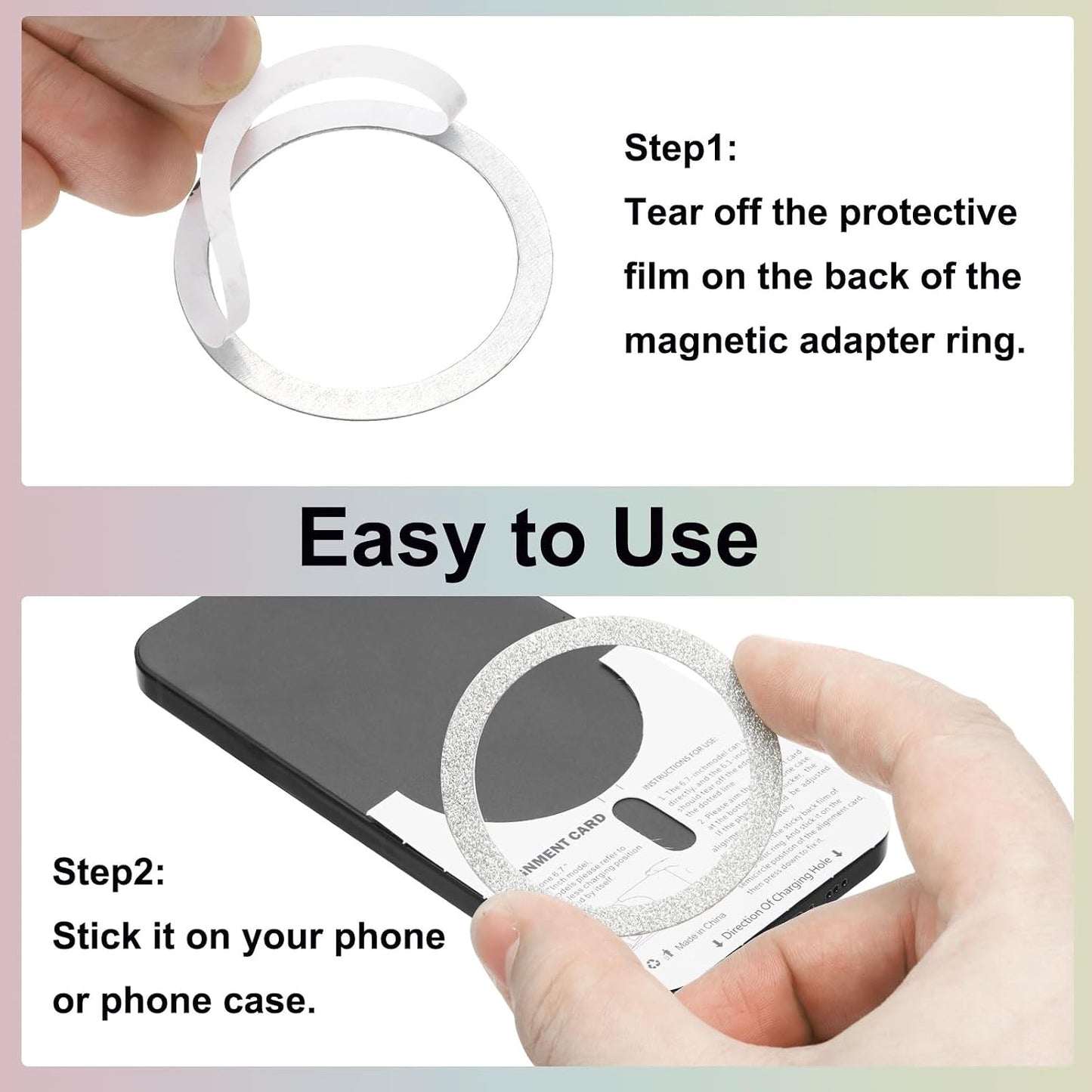 4 uxcell Pcs Magnetic Adapter Ring, Universal Magnetic Wireless Charger Conversion Kit Sparkle Magnetic Metal Ring