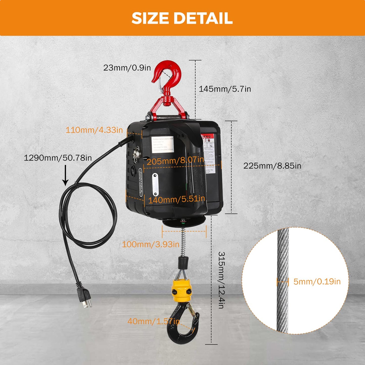 BEAMNOVA 1543lbs Portable 3-in-1 Electric Hoist Wireless Remote Control 110V 120 Volts 700kg Winch Crane Machine Hook Pulley System with Gloves