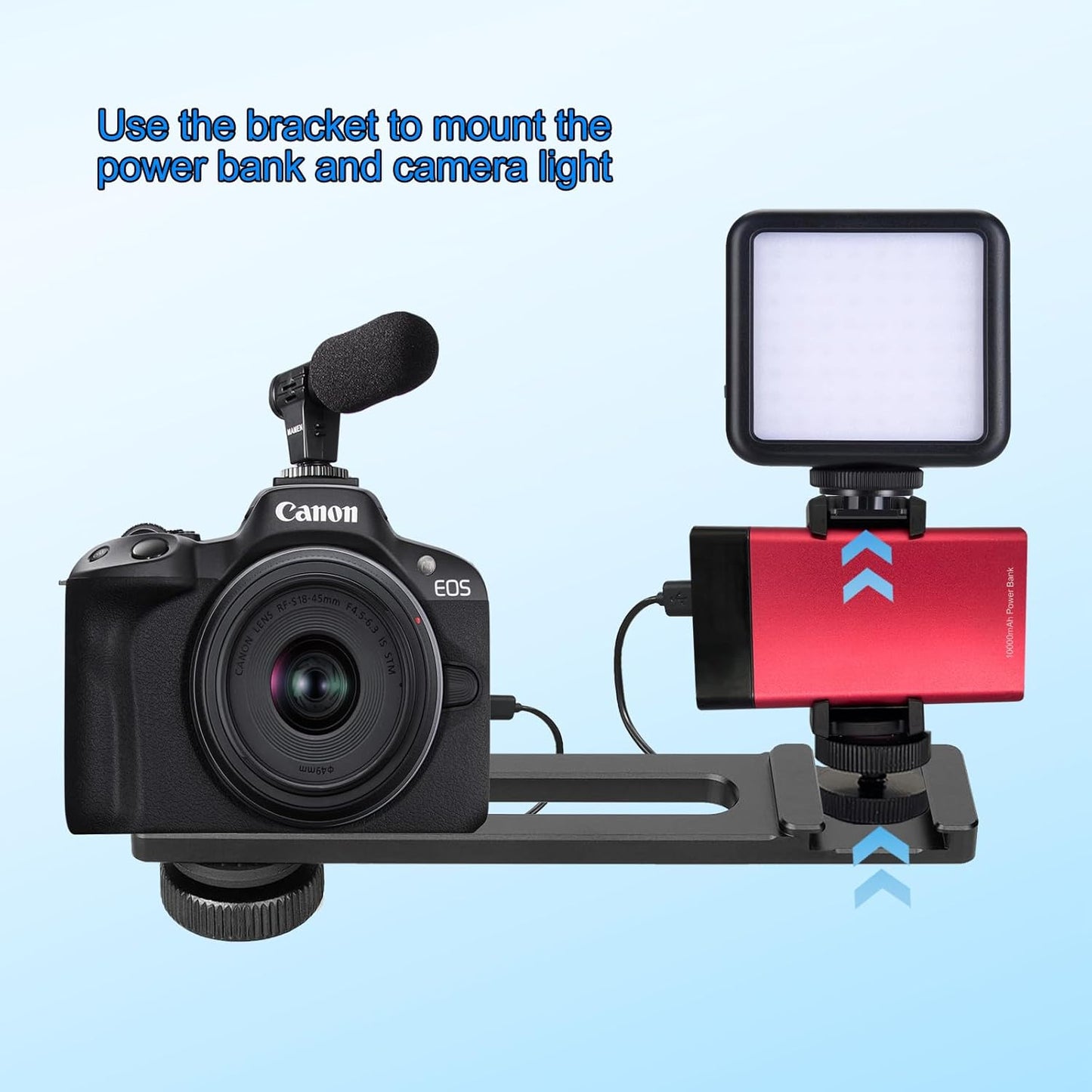 2 Suptig Adjustable Power Bank Holder with Cold Shoe Mount for Camera Rig, Phone Mount.