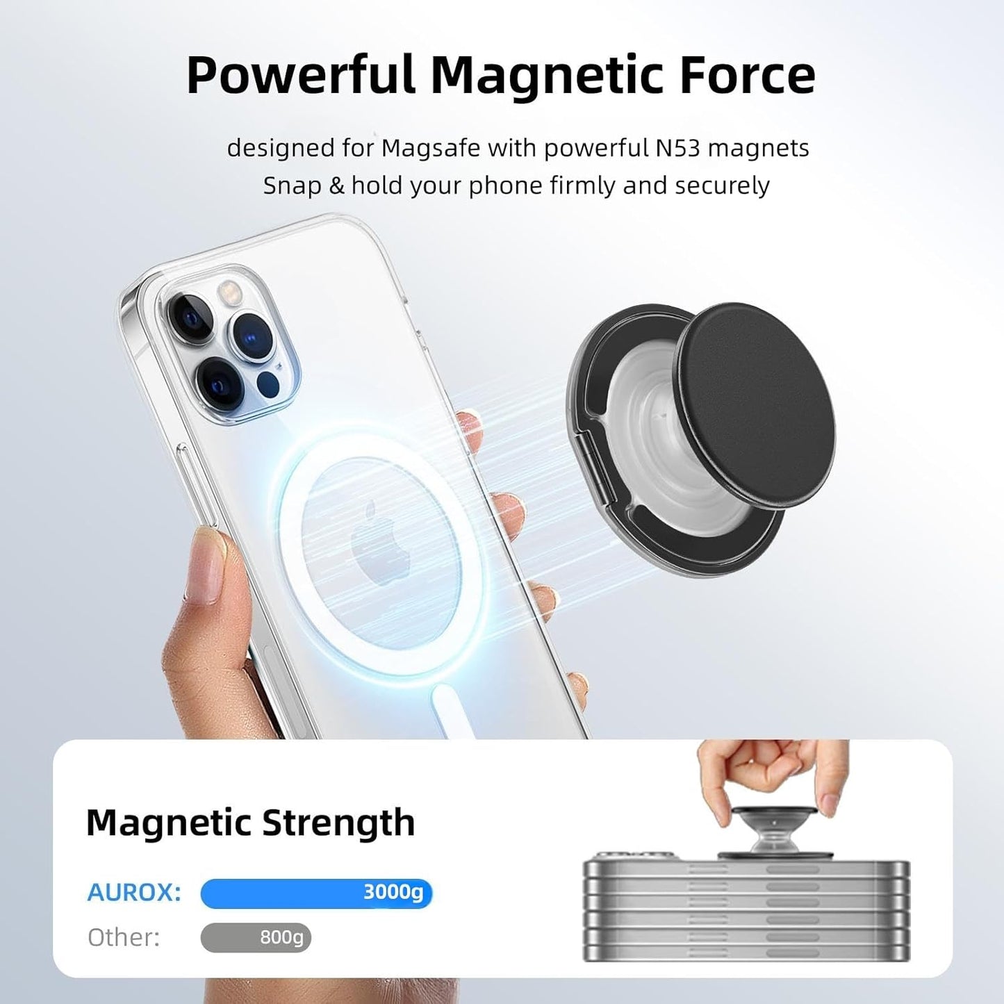 AUROX 17 16 15 14 13 12 Magnetic Phone Grip for Magsafe Phone Grips [Comfortable Grip], Expandable Collapsible Phone