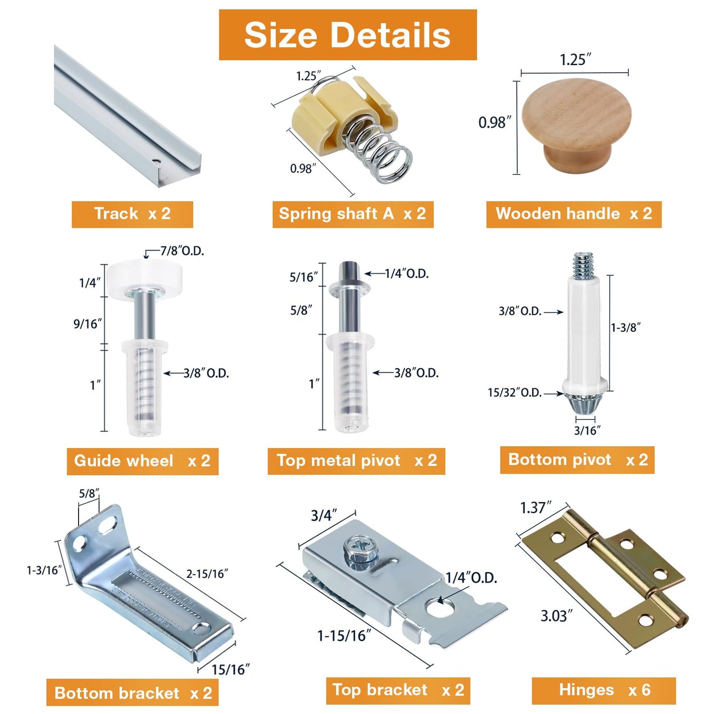 Bifold Door Hardware Kit, 2-Pack 30-Inch Bi-fold Closet Door Track Kit Bifold Closet Door Hardware Kit Folding Door Hardware Repair Replacement Tool Kit