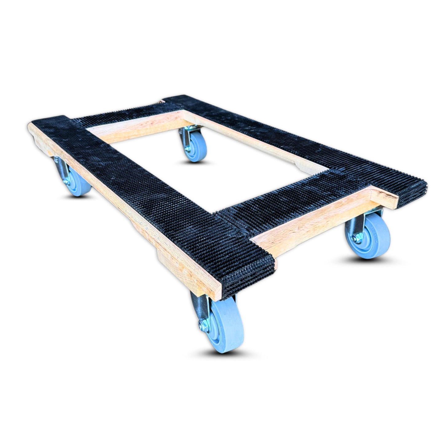 CasterHQ 18"x30" Heavy-Duty H-Frame Dolly – 1000 lbs Capacity – Made in USA – Non-Marking 4" Swivel Wheels – Durable Oak Design with Rubber Tread for Secure Furniture Moving