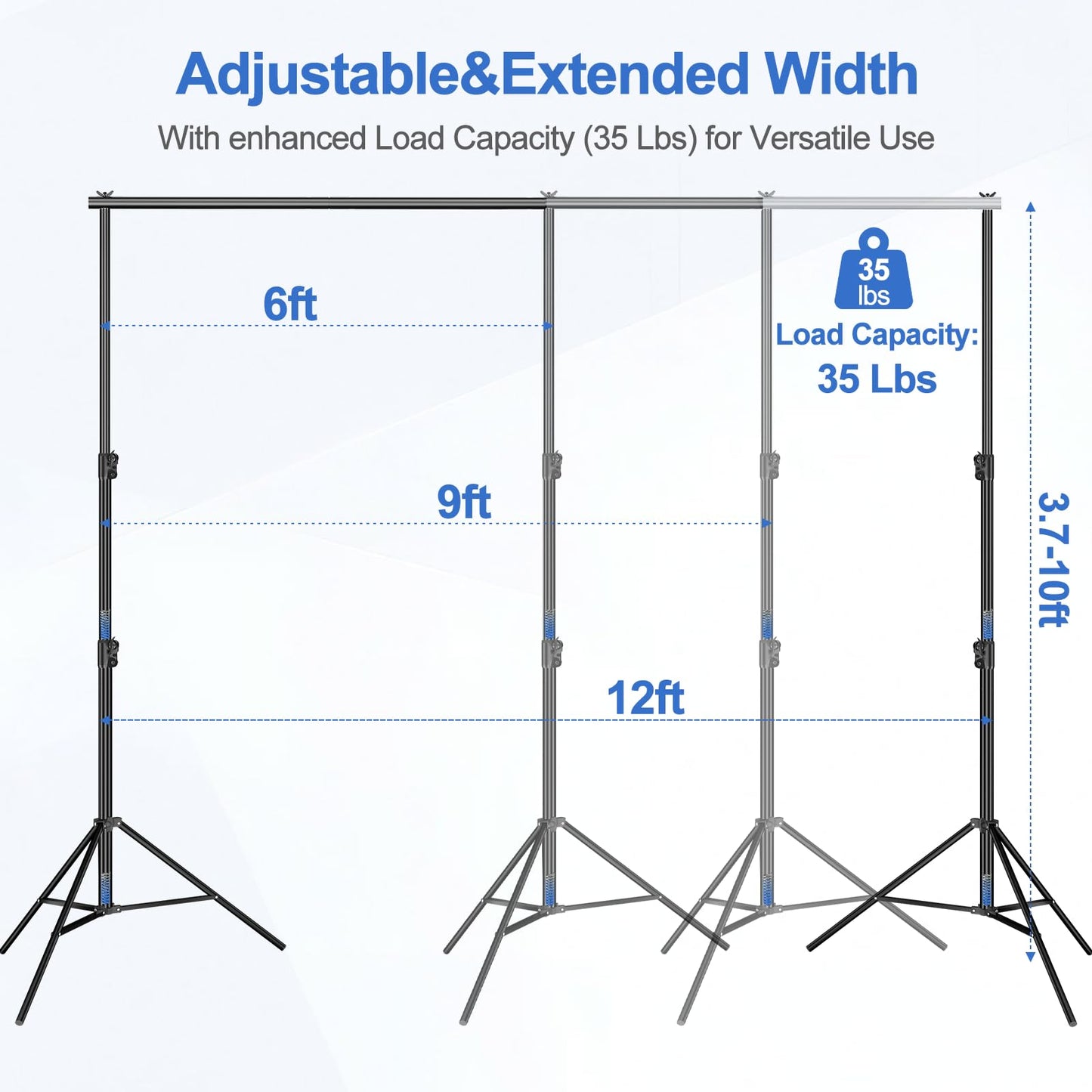 EMART 12x10ft(WXH) Backdrop Stand Heavy Duty, Adjustable Backdrop Banner Holder Back Drop Stand for Party, Photography Background Support Equipment Kit for Photo Studio, Wedding, Birthday, Exhibitions