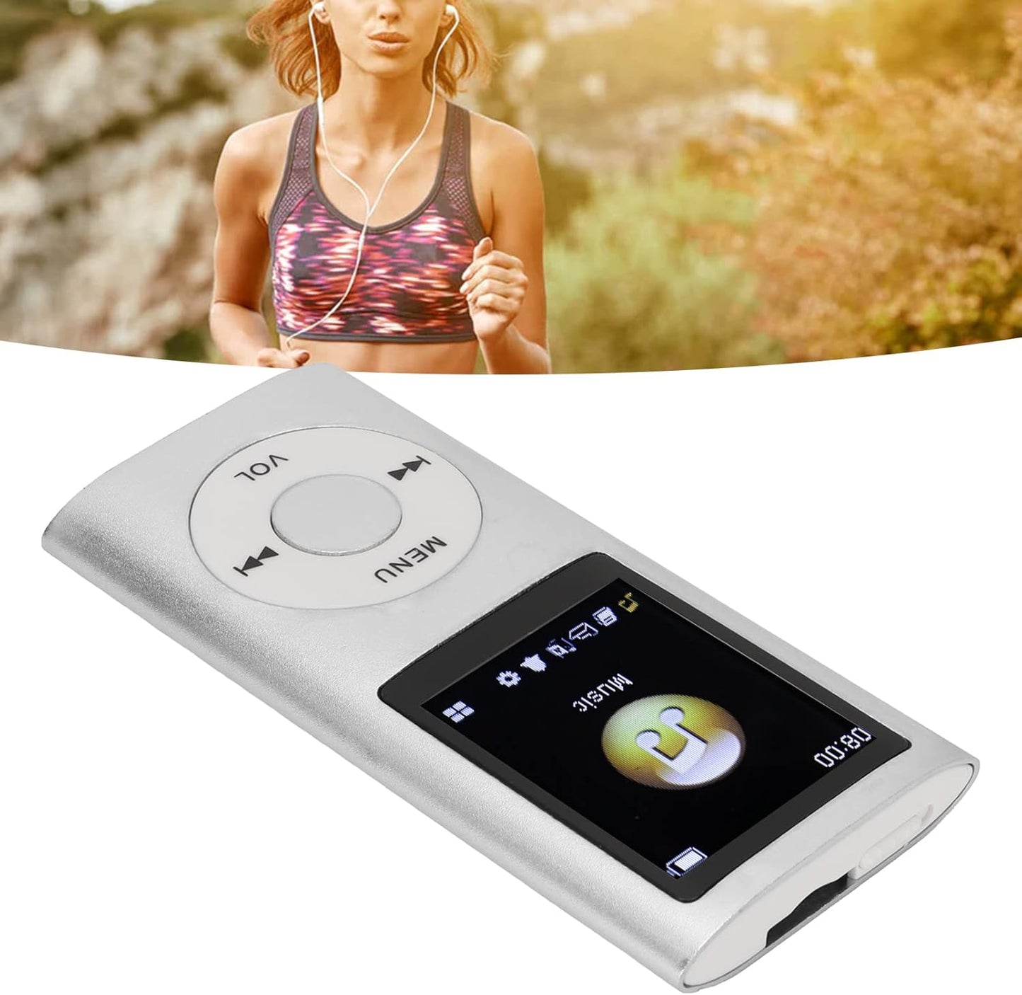 ASHATA MP4 MP3 MP4 1.8 Inch Player, Portable Lossless Player Support Memory Cards Student Slim LCD Screen, Supports