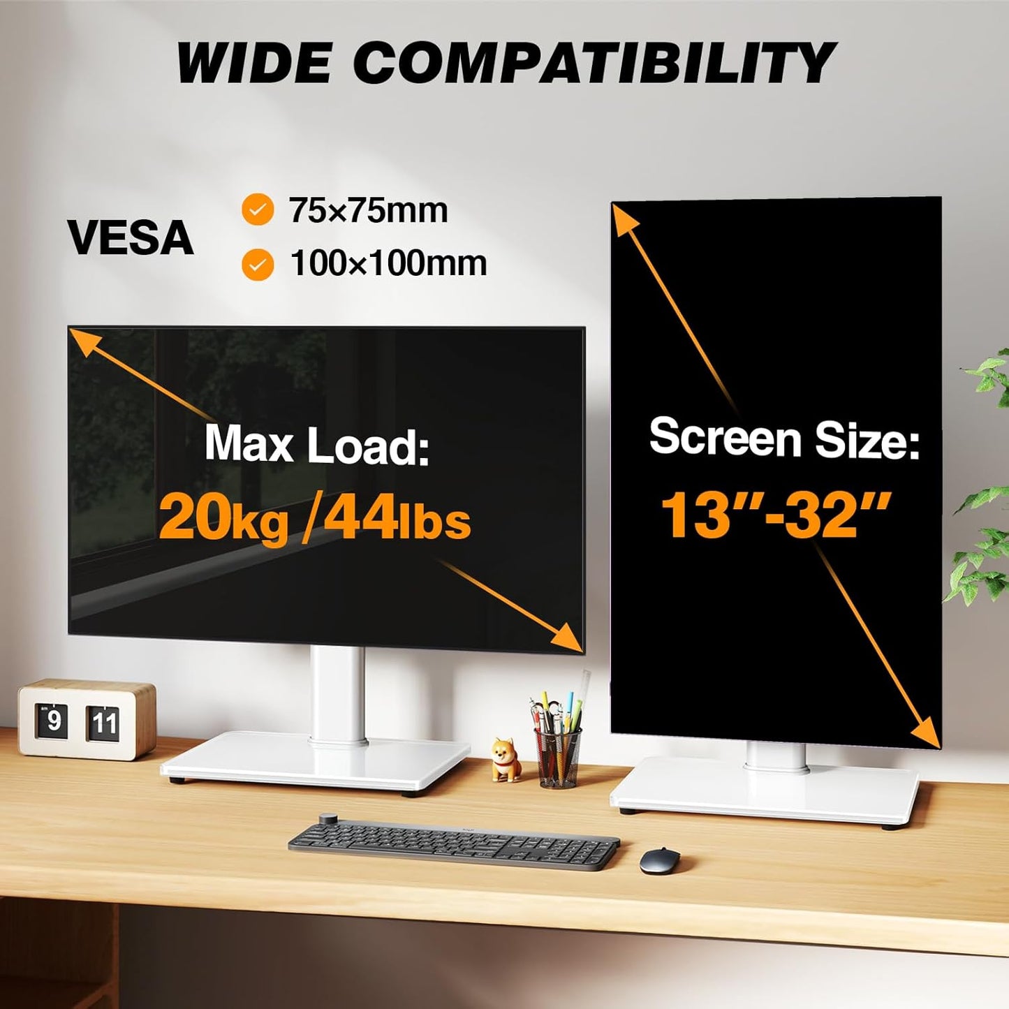 13-32 Inch 44lbs, TAVR Furniture Single Monitor Stand VESA Mount for Screens, Free-Standing Monitor Riser with Swivel