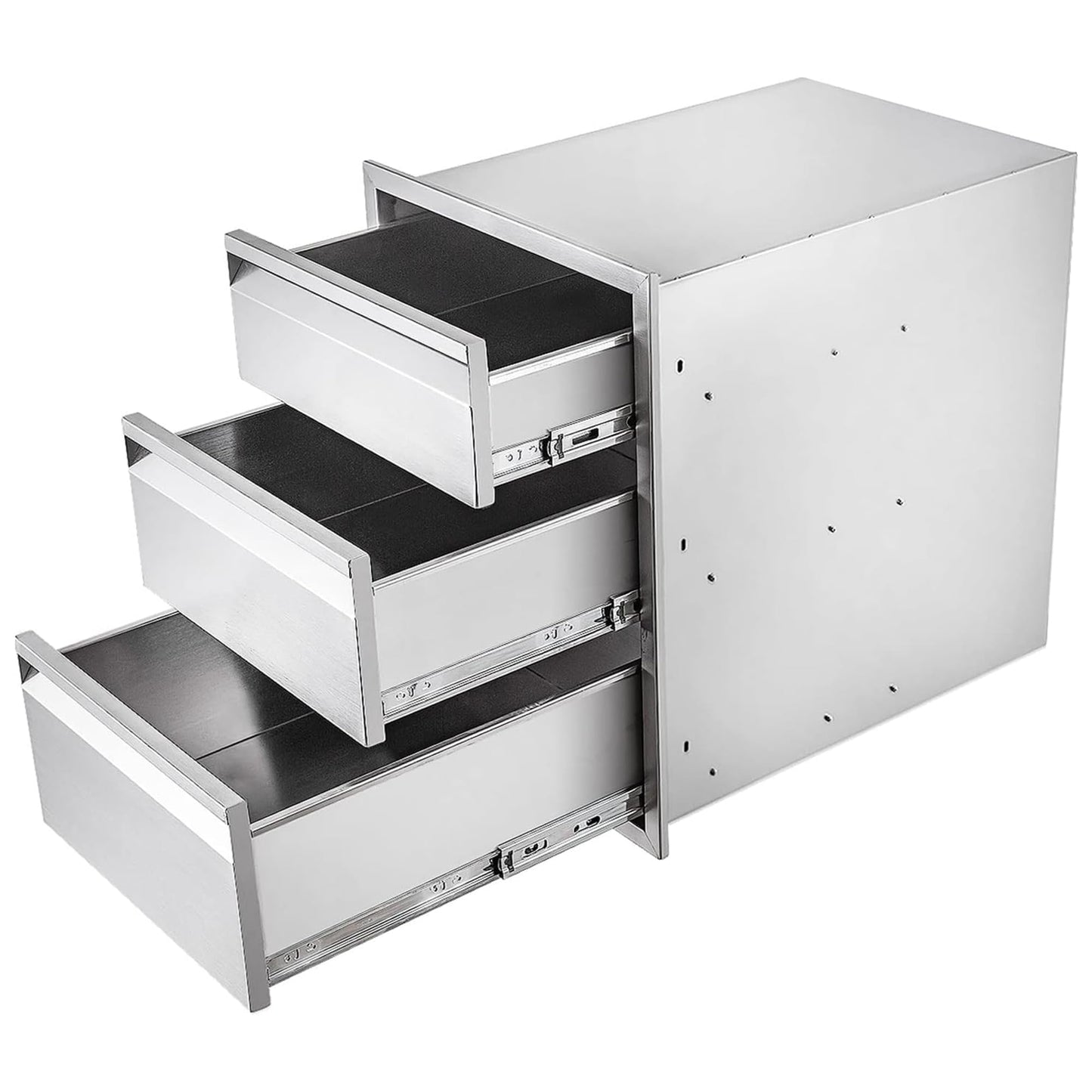 Outdoor Kitchen Drawers, 18" W x 24" H x 23" D Outdoor Kitchen Drawers Stainless Steel, Flush Mount Access 3 Drawer for Outdoor Kitchen Island